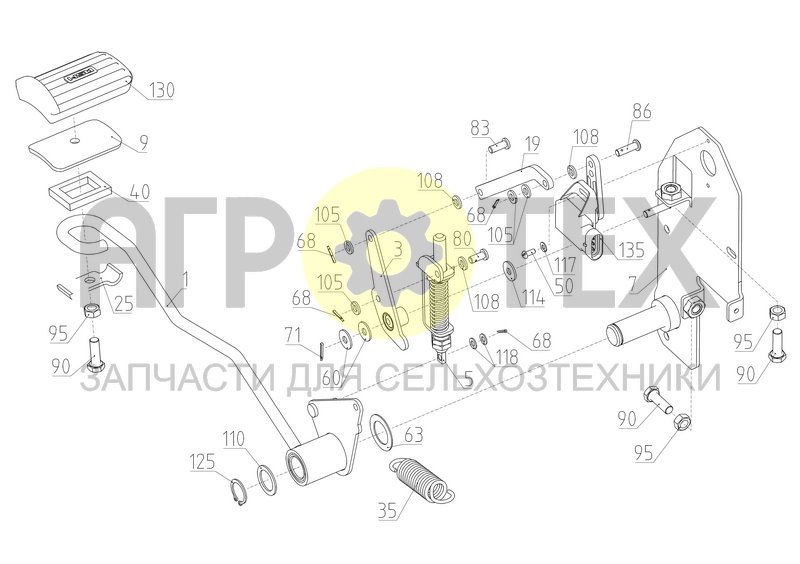 Привод рычага деселератора (3000.67.03.500) (№135 на схеме)